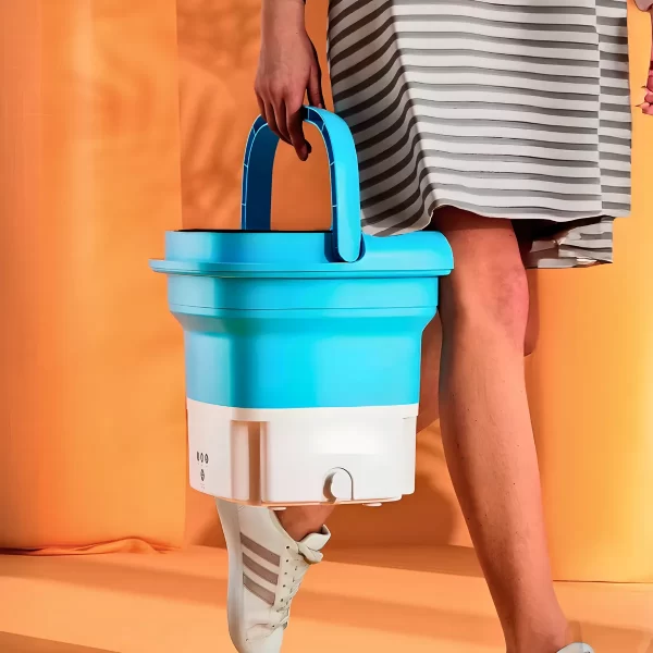 Mini Máquina de Lavar Roupa Portátil Dobrável - AZUL - Imagem 5