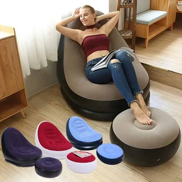 Poltrona Inflável Anatômica com Puff – Conforto e Estilo para suas Férias! - Imagem 2