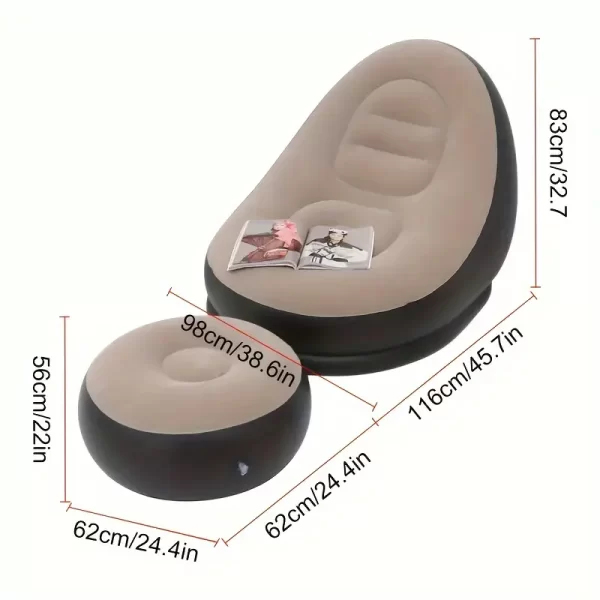 Poltrona Inflável Anatômica com Puff – Conforto e Estilo para suas Férias! - Imagem 9