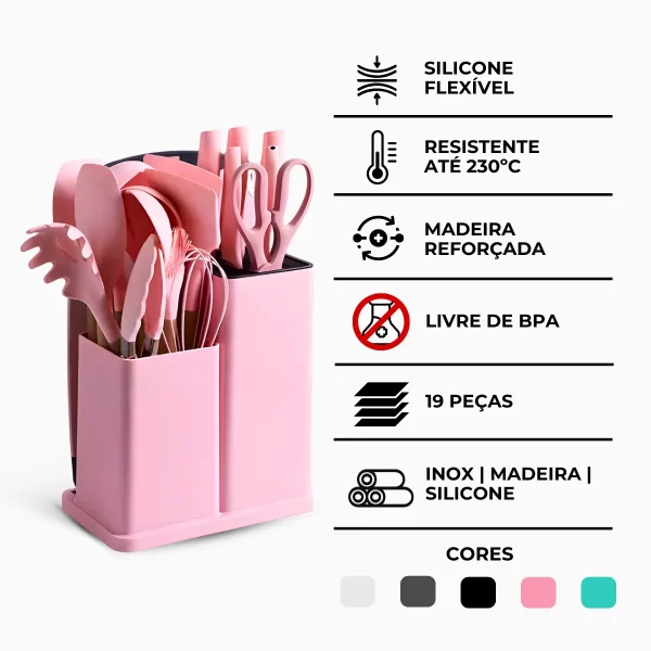 Conjunto de Utensílios de Silicone 19 Peças – Alta Qualidade, Design Sofisticado e Máxima Funcionalidade! - Imagem 9