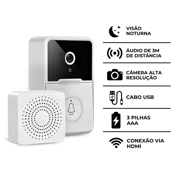 Campainha de Vídeo Sem Fio com Visão Noturna e Chamada Remota – Segurança Inteligente para Seu Lar! - Imagem 7