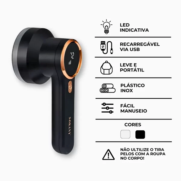 Aparador Elétrico Sem Fio de Pelos e Fiapos de Roupas - Imagem 9