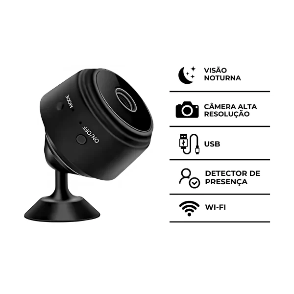 🔒 Mini Câmera A9 Wi-Fi Full HD – Segurança Discreta com Alta Tecnologia - Imagem 8