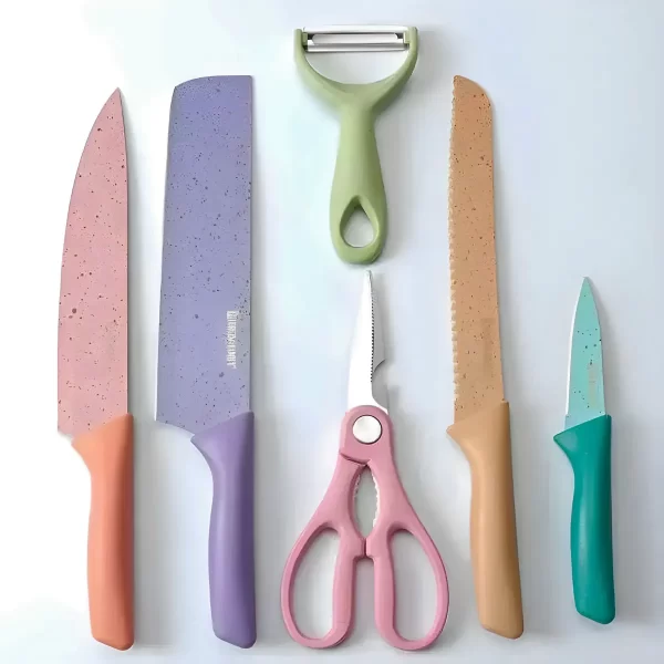 Conjunto de Facas 6 Peças em Aço Inoxidável Colorido – Praticidade, Estilo e Desempenho na Sua Cozinha - Imagem 5