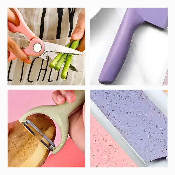 Conjunto de Facas 6 Peças em Aço Inoxidável Colorido – Praticidade, Estilo e Desempenho na Sua Cozinha - Imagem 6