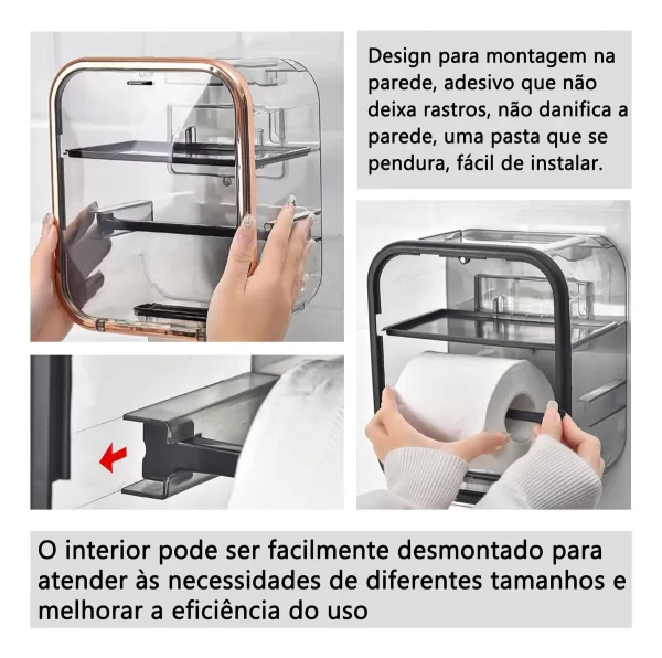 Porta Papel Higiênico com Fixação Sem Furo - Design Moderno - Imagem 8